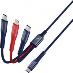 NAUTICA [MULTI-TIP CABLE] (USB-TypeC to LIGHTNING - TYPE-C - MICRO BLUE RED) - FAST CHARGING - (LANE