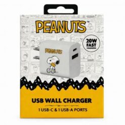 PEANUTS [DUAL PORT - WALL CHARGER] (20W PD-TypeC - USB-A WHITE) - FAST CHARGING - (LANE D16 ITEM 1)
