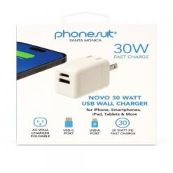 PHONESUIT [DUAL PORT - WALL CHARGER] (30W PD-TypeC - USB-A WHITE) - FAST CHARGING - (LANE B C-O ITEM