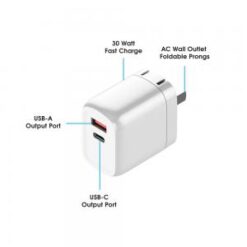 PHONESUIT [DUAL PORT - WALL CHARGER] (30W PD-TypeC - USB-A WHITE) - FAST CHARGING - (LANE B C-0 ITEM