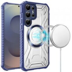 Samsung s26 Ultra [Magnetic Circle] CD Pattern Transparent Rugged Hybrid - Dark Blue