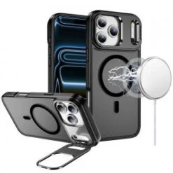 iPhone 17 Pro Max Fearless Tough HQ Metallic Hybrid with Camera Ring Stand [Magnetic Circle] Cas