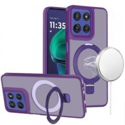 Moto G Stylus 5G 2026/2025 Magnetic Matching Ring Stand Full Rotation Matte Hybrid - Dark Purple