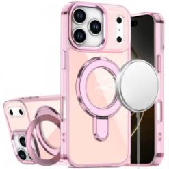 iPhone 17 Pro Max CHROME HQ Rotational Magnetic Ring Hybrid - Light Pink