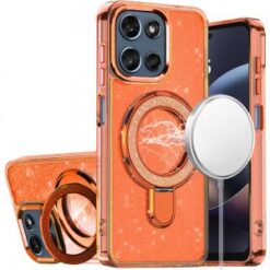 For Moto G 5G 2025/2026 / G PLAY 2026 Transparent Glitter Rotaional Magnetic Ring Stand HQ Hybrid -