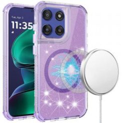 Moto G Stylus 5G 2026/2025 Magnetic Ring Glitter 3in1 Hybrid Case Cover - Purple