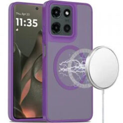 Motorola Edge 2025 [Magnetic Circle] Smooth Safe Matte Feel Hybrid Case - Dark Purple