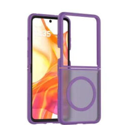 Motorola Razr 2025 2024 [Magnetic Circle] Smooth Safe Matte Feel Hybrid Case - Dark Purple