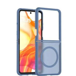 Motorola Razr 2025 2024 [Magnetic Circle] Smooth Safe Matte Feel Hybrid Case - Navy Blue