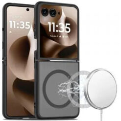 Motorola Razr Ultra 2025 [Magnetic Circle] Smooth Safe Matte Feel Hybrid Case - Black