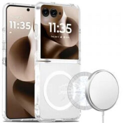 Motorola Razr Ultra 2025 [Magnetic Circle] Smooth Safe Matte Feel Hybrid Case - Clear
