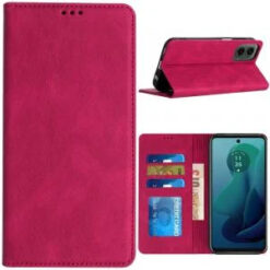 Motorola Moto G 5G (2024) Wallet PU Vegan Leather ID Card Money Holder with Magnetic Closure - H