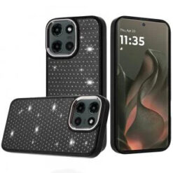 Motorola Edge 2025 Beautiful Diamond Metallic Design Metal Chrome Edged Hybrid - Black