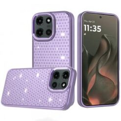 Motorola Edge 2025 Beautiful Diamond Metallic Design Metal Chrome Edged Hybrid - Purple
