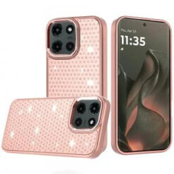 Motorola Edge 2025 Beautiful Diamond Metallic Design Metal Chrome Edged Hybrid - Rose Gold