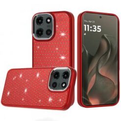 Motorola Edge 2025 Beautiful Diamond Metallic Design Metal Chrome Edged Hybrid - Red