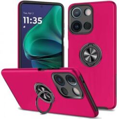 Moto G Stylus 5G 2026/2025 CHIEF Oil Painted Magnetic Ring Stand Hybrid Case Cover - Hot Pink