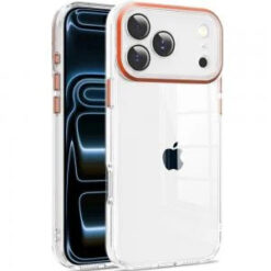 iPhone 17 Pro Max Transparent Clear Hybrid with Matching Metal Buttons and Camera Protection - C