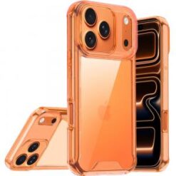 iPhone 17 Pro Max Colored Shockproof Transparent Hard PC TPU Hybrid Case Cover - Cosmic Orange