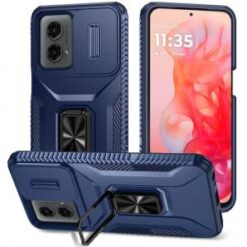 Motorola Moto G Stylus 5G 2024 Complete Magnetic Metal Ring Stand Camera Protection Hybrid - Blu