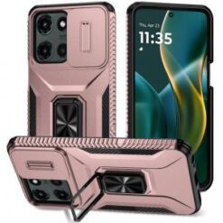Moto G Stylus 5G 2026/2025 Complete Magnetic Metal Ring Stand Camera Protection Hybrid - Rose Go