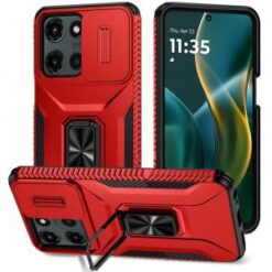 Moto G Stylus 5G 2026/2025 Complete Magnetic Metal Ring Stand Camera Protection Hybrid - Red