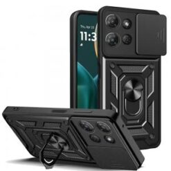 Moto G Stylus 5G 2026/2025 ELITE Camera Push Magnetic Ring Stand Hybrid Case Cover - Black