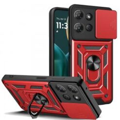 Moto G Stylus 5G 2026/2025 ELITE Camera Push Magnetic Ring Stand Hybrid Case Cover - Red