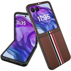 Motorola Razr+ Plus 2024 Velvet Fabric Flip Phone Premium PU Vegan Leather - Brown