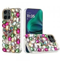 Moto G Stylus 5G 2026/2025 Full Diamond with Ornaments Case Cover - Colorful Ornaments with Hear