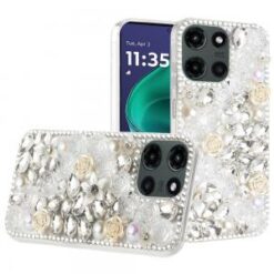 Moto G Stylus 5G 2026/2025 Rose Flower Full Diamond Bling Stones - Clear