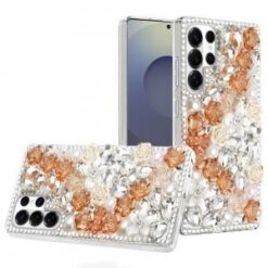 Samsung s26 Ultra Rose Flower Full Diamond Bling Stones - Gold