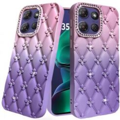 Motorola Moto G Stylus 5G (2026/2025) Floral Joy Glitter Shimmer Leather Feel Thick TPU Case - L