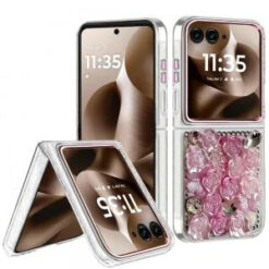 Motorola Razr Ultra 2025 Muti-Color Floral Bling Stones Ornaments Case - Pink