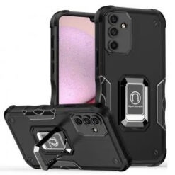 Samsung A14 5G OPTIMUM Magnetic Ring Stand Hybrid Case Cover - Black