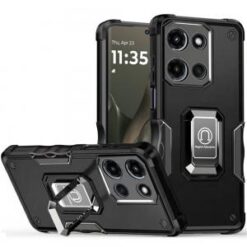 Motorola Edge 2025 OPTIMUM Magnetic Ring Stand Hybrid Case Cover - Black