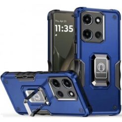 Motorola Edge 2025 OPTIMUM Magnetic Ring Stand Hybrid Case Cover - Blue