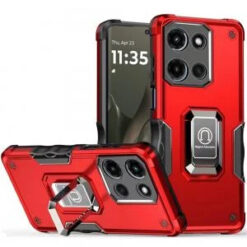 Motorola Edge 2025 OPTIMUM Magnetic Ring Stand Hybrid Case Cover - Red