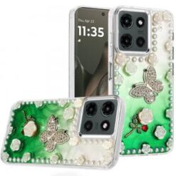 Motorola Edge 2025 Pearls Epoxy Glitter Ornaments Design Chrome Edged Case - 6