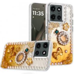 Motorola Edge 2025 Pearls Epoxy Glitter Ornaments Design Chrome Edged Case - 8