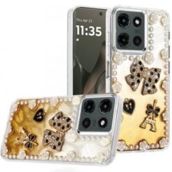 Motorola Edge 2025 Pearls Epoxy Glitter Ornaments Design Chrome Edged Case - 9