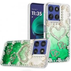 Moto G Stylus 5G 2026/2025 Pearls Epoxy Glitter Ornaments Design Chrome Edged Case - 5