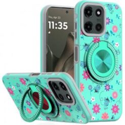 Motorola Edge 2025 Metal Diamond CD Pattern Design Matte Finished Hybrid with Rotational Ring [C