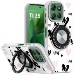 Moto G Power 2026/2025 Metal Diamond CD Pattern Design Matte Finished Hybrid with Rotational Rin