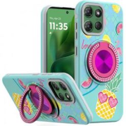 Moto G Power 2026/2025 Metal Diamond CD Pattern Design Matte Finished Hybrid with Rotational Rin