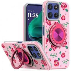 Moto G Stylus 5G 2026/2025 Metal Diamond CD Pattern Design Matte Finished Hybrid with Rotational