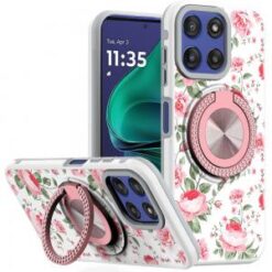 Moto G Stylus 5G 2026/2025 Metal Diamond CD Pattern Design Matte Finished Hybrid with Rotational