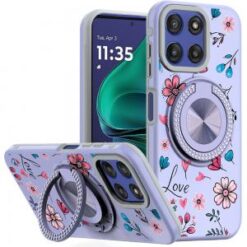 Moto G Stylus 5G 2026/2025 Metal Diamond CD Pattern Design Matte Finished Hybrid with Rotational