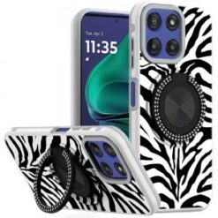 Moto G Stylus 5G 2026/2025 Metal Diamond CD Pattern Design Matte Finished Hybrid with Rotational