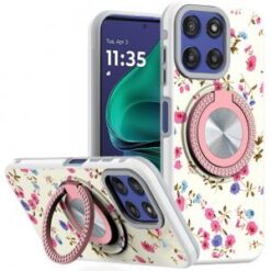 Moto G Stylus 5G 2026/2025 Metal Diamond CD Pattern Design Matte Finished Hybrid with Rotational